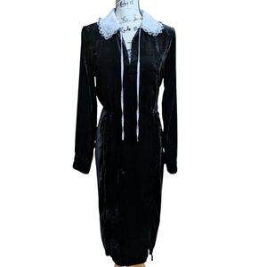 Sweet Baby Jamie Black Velvet Collared Dress Size Large